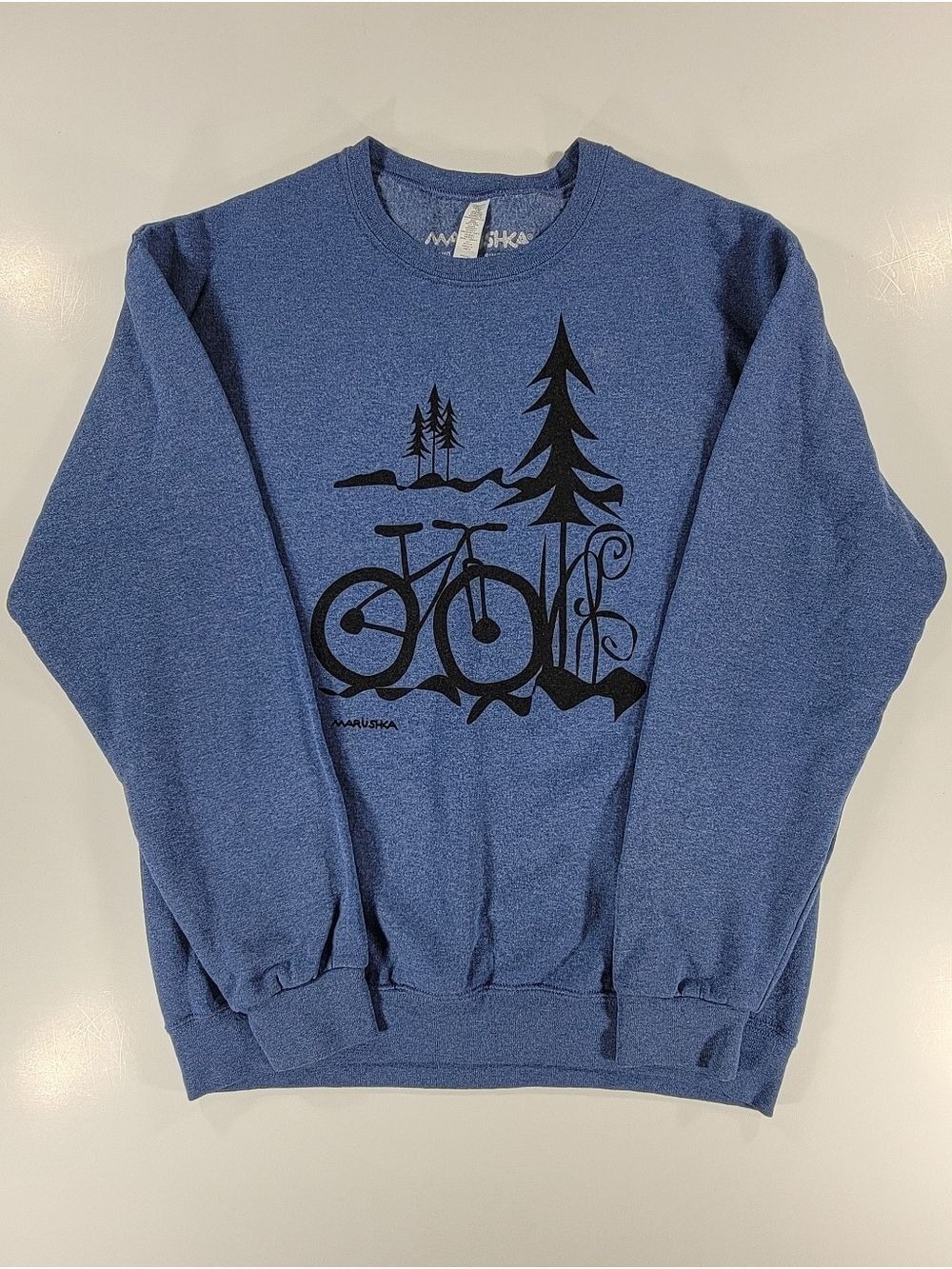 Marushka Blue Sweatshirt Graphic Outdoors Bike Trees Medium Cycling Hiking Camp